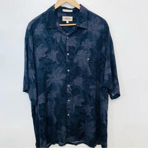 Campia Moda Hawaiian Camp Shirt Men XXL  Rayon Black‎ Floral Vacation Tropical